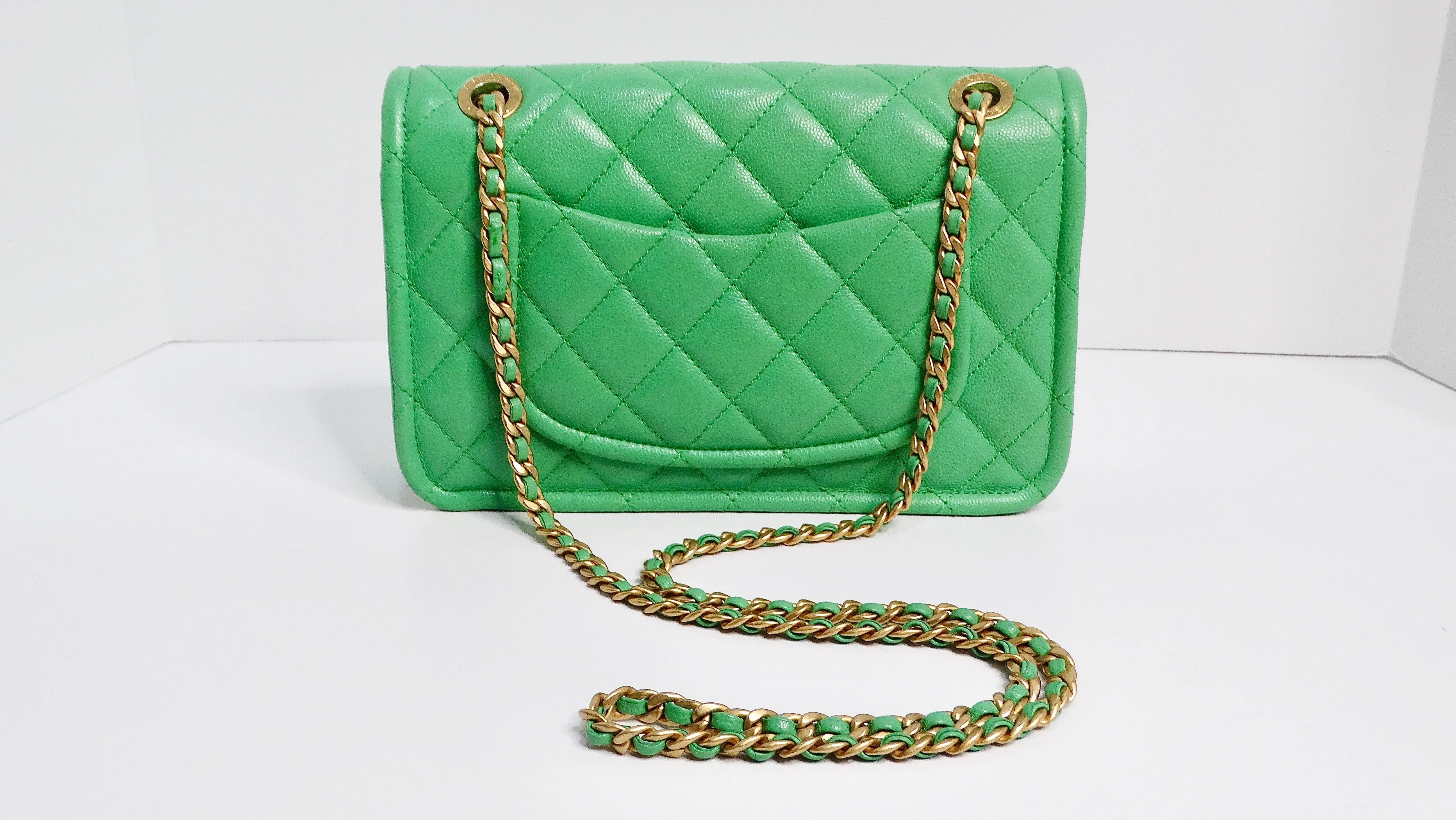 2021 Chanel Mint Green Caviar Leather Flap Bag