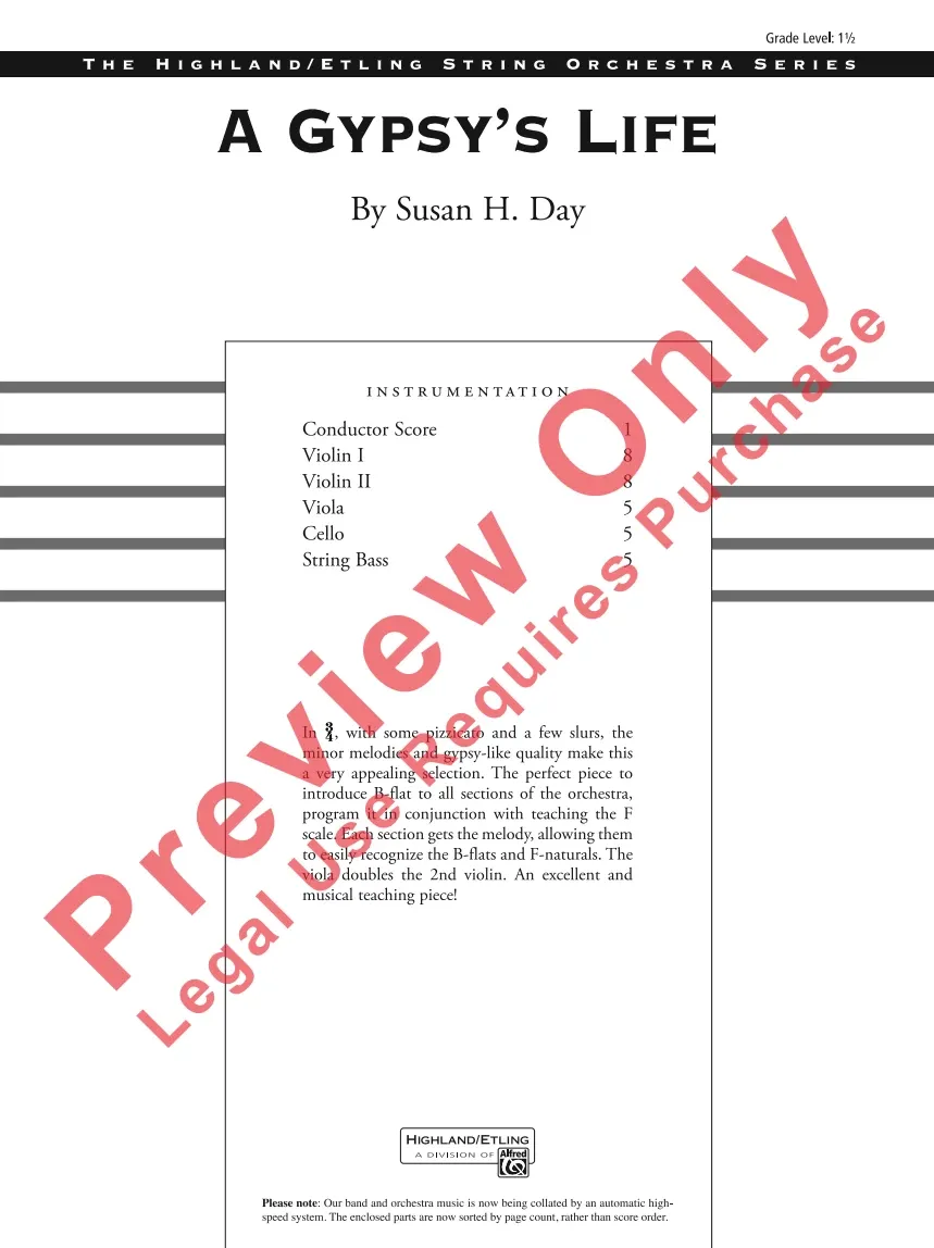 A Gypsy's Life (Susan H. Day) for String Orchestra