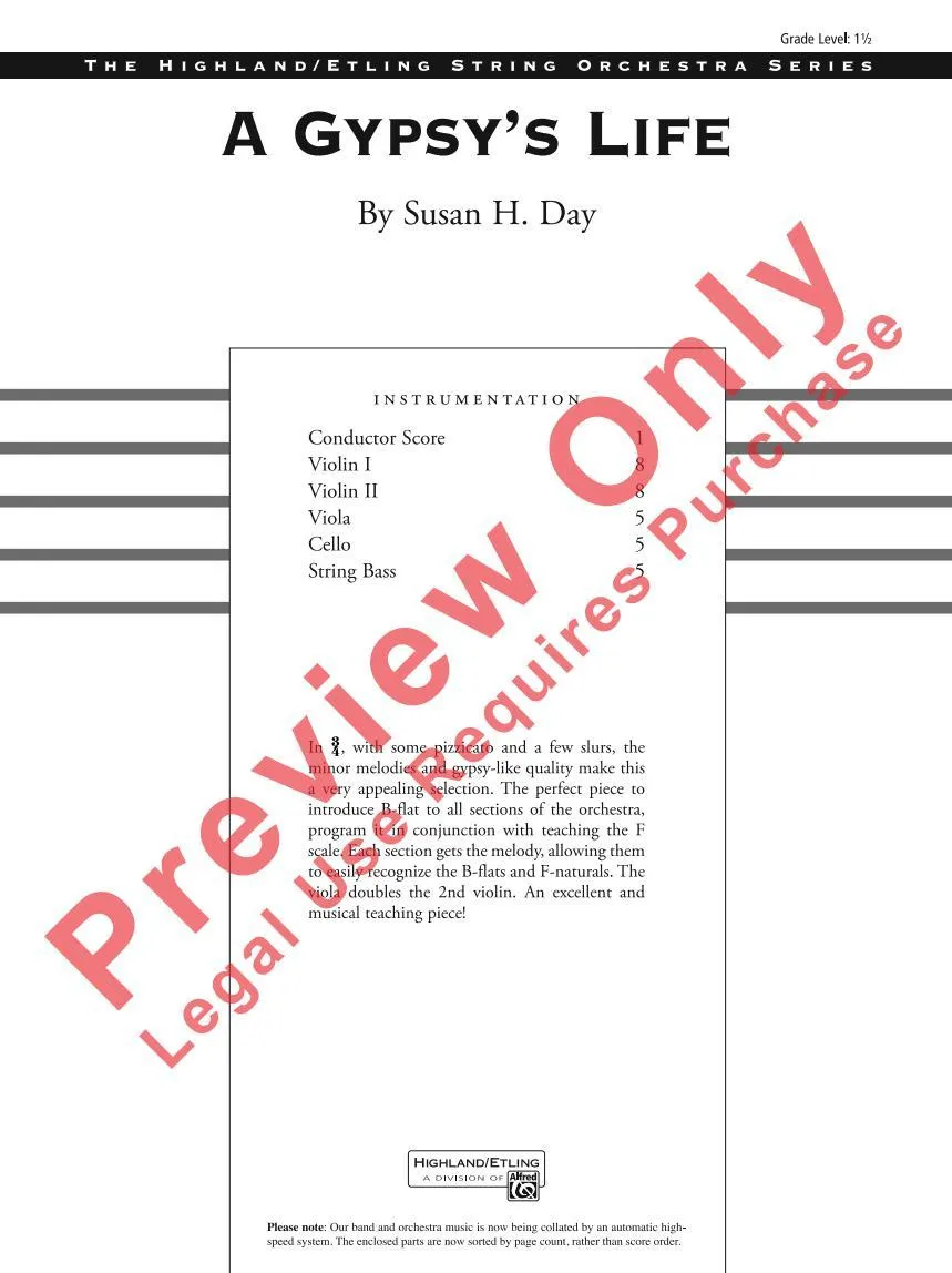 A Gypsy's Life (Susan H. Day) for String Orchestra