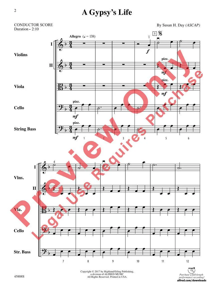 A Gypsy's Life (Susan H. Day) for String Orchestra
