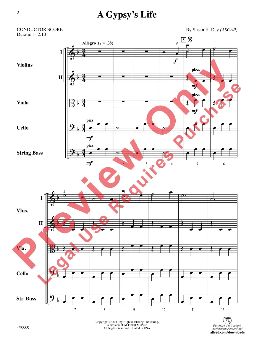A Gypsy's Life (Susan H. Day) for String Orchestra