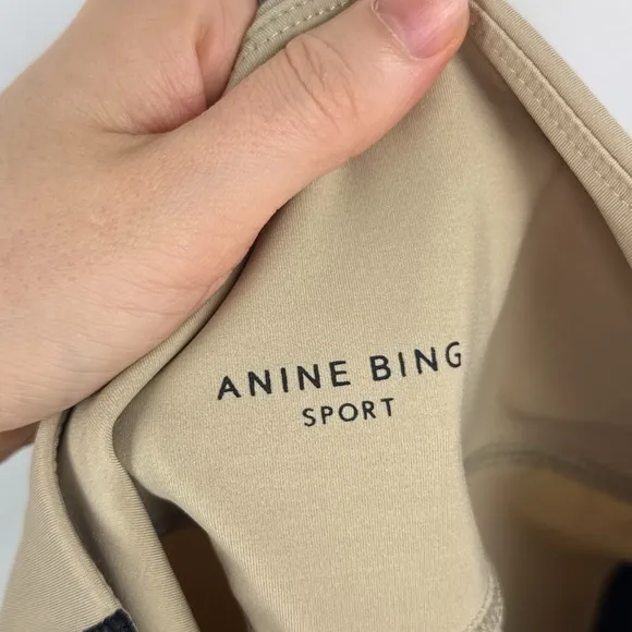 Anine Bing Sport Blake High Waisted Biker Shorts Activewear Athleisure Tan Black