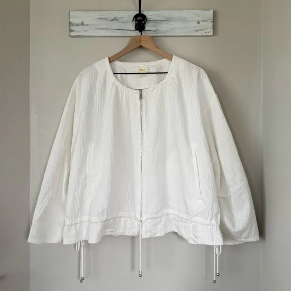 ANTHROPOLOGIE NWT MAEVE XL Beach Parachute Bomber Jacket in Ivory • Cropped
