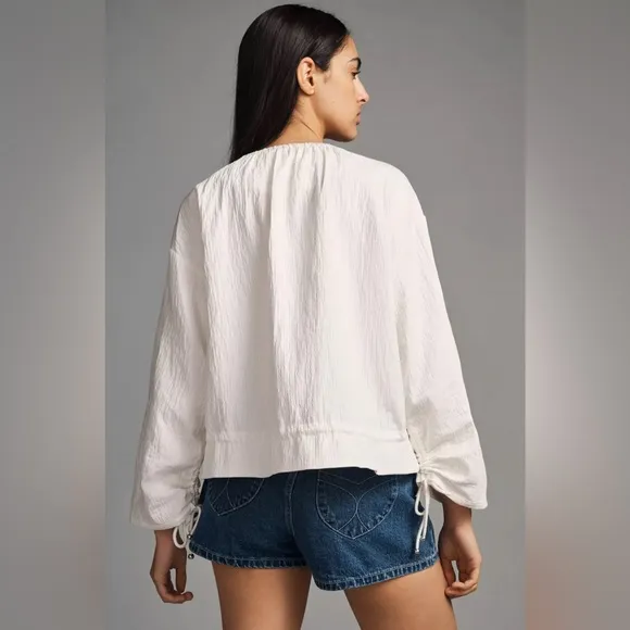 ANTHROPOLOGIE NWT MAEVE XL Beach Parachute Bomber Jacket in Ivory • Cropped