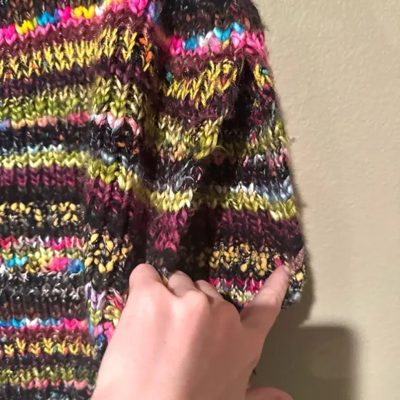 Anthropologie Piera Multicolor Knit Oversized Turtleneck Poncho Sweater XSP/SP