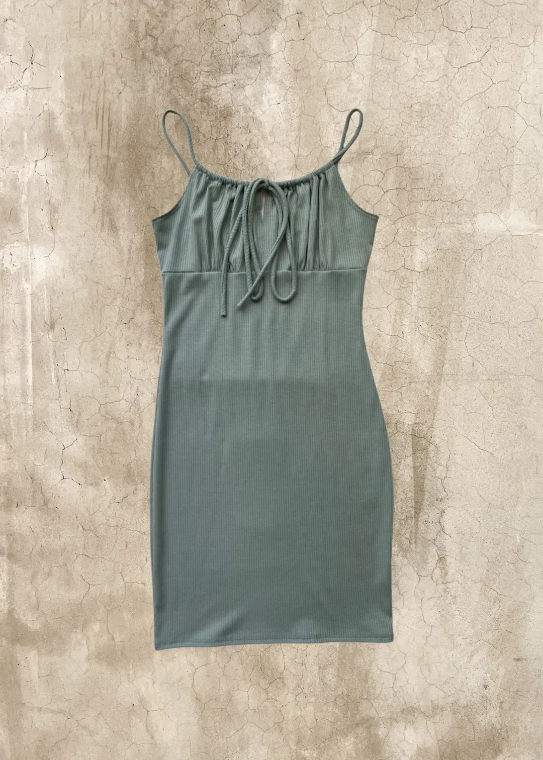 Athena Ribbed Mini Dress - Blue