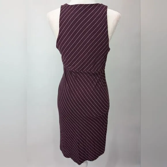Athleta Maroon White Sleeveless Santorini High Back Stripe Athletic Dress Large