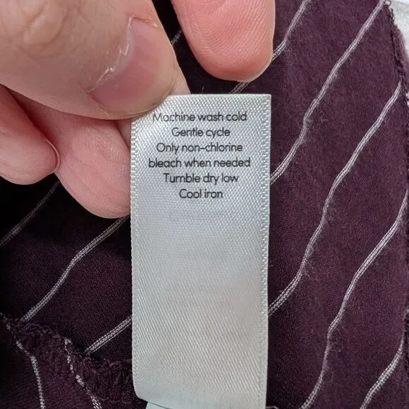Athleta Maroon White Sleeveless Santorini High Back Stripe Athletic Dress Large