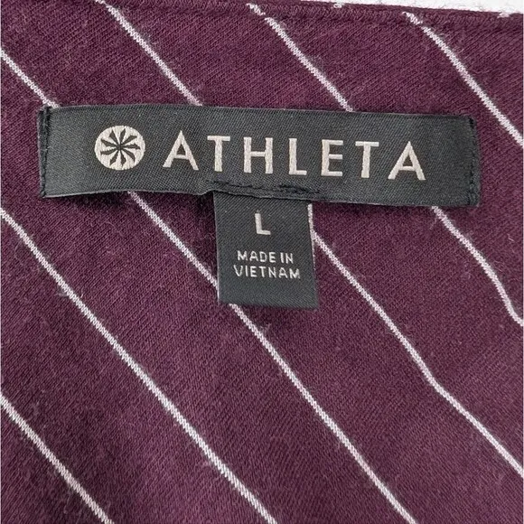 Athleta Maroon White Sleeveless Santorini High Back Stripe Athletic Dress Large