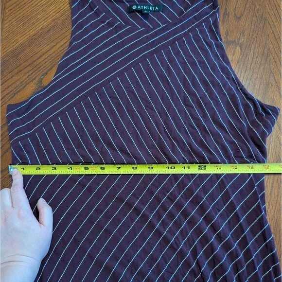 Athleta Maroon White Sleeveless Santorini High Back Stripe Athletic Dress Large