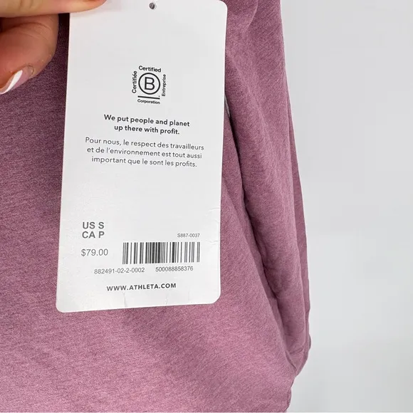 Athleta Studio Barre Sweatshirt Long Sleeve Top Purple Off The Shoulder Small