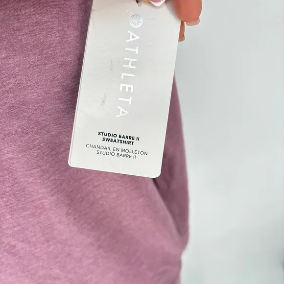 Athleta Studio Barre Sweatshirt Long Sleeve Top Purple Off The Shoulder Small
