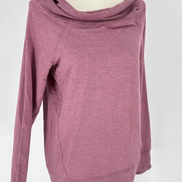 Athleta Studio Barre Sweatshirt Long Sleeve Top Purple Off The Shoulder Small