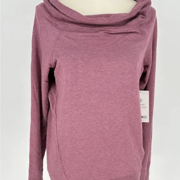 Athleta Studio Barre Sweatshirt Long Sleeve Top Purple Off The Shoulder Small