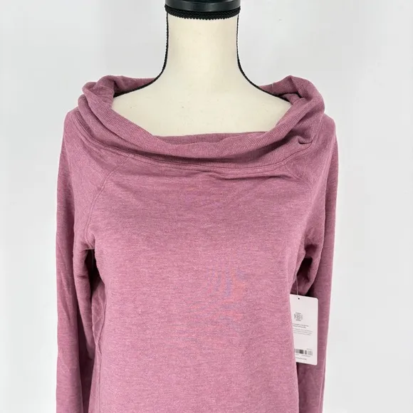 Athleta Studio Barre Sweatshirt Long Sleeve Top Purple Off The Shoulder Small