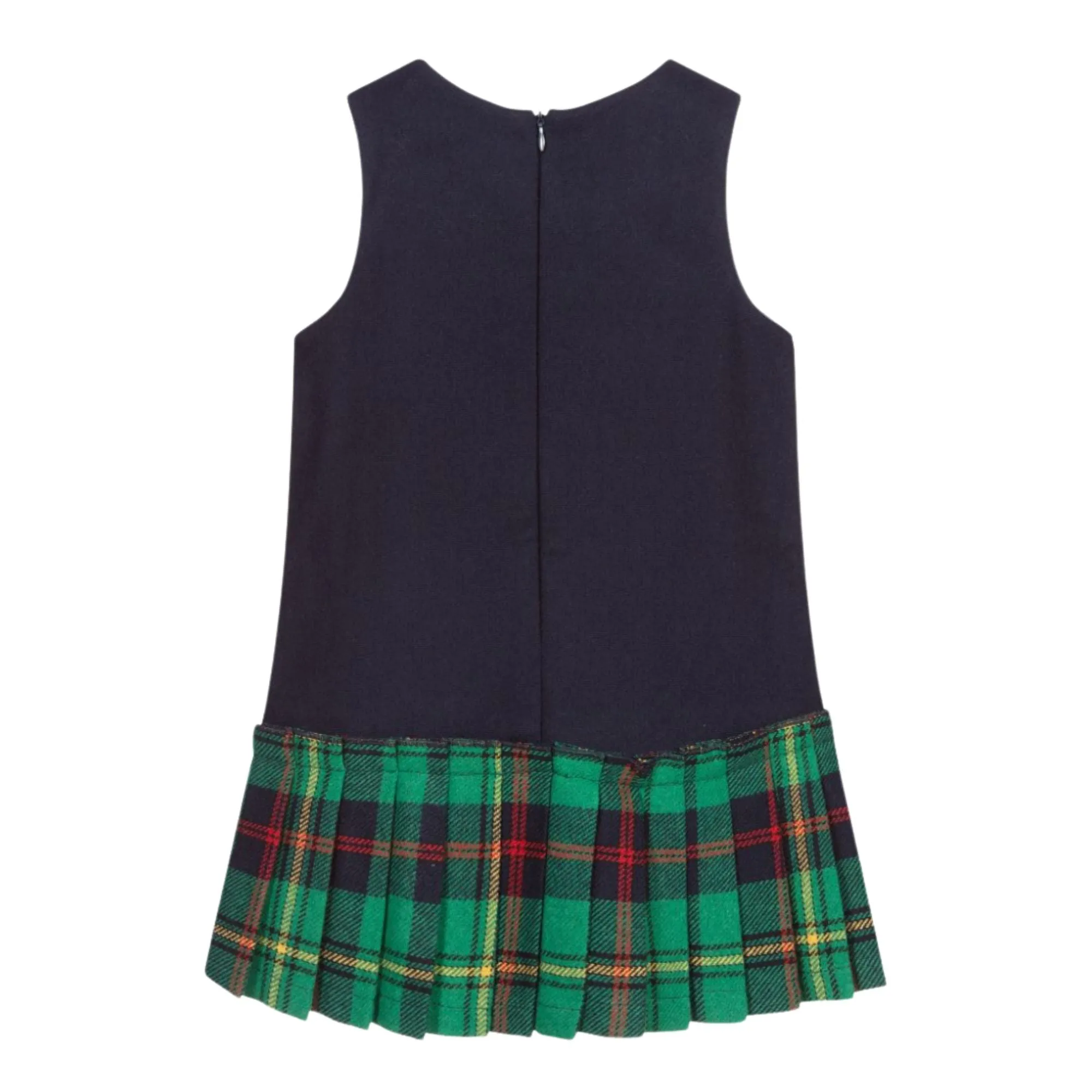 Balloon Chic Navy & Green Tartan Bow Dress
