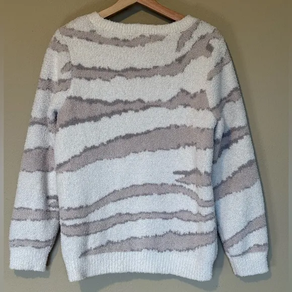 Barefoot Dreams - CozyChic Seaside Crew Neck Sweater - Cream Zebra, Medium