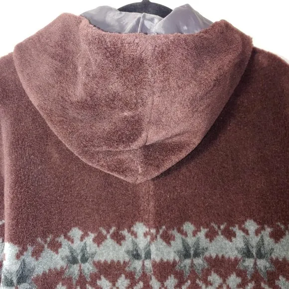BB Dakota Faux Fur Plush Hooded Jacket Sz M Brown/Grey with black winter…