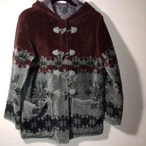 BB Dakota Faux Fur Plush Hooded Jacket Sz M Brown/Grey with black winter…