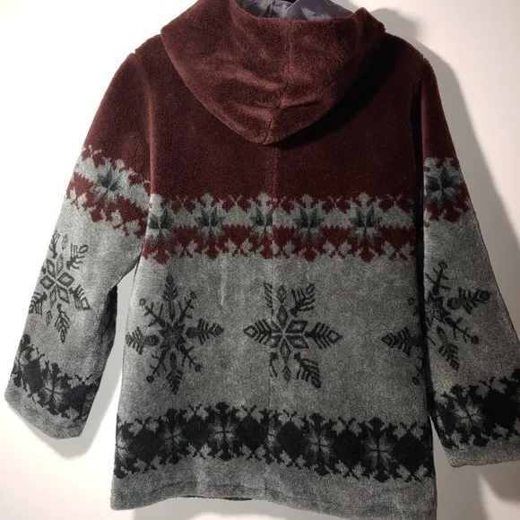 BB Dakota Faux Fur Plush Hooded Jacket Sz M Brown/Grey with black winter…