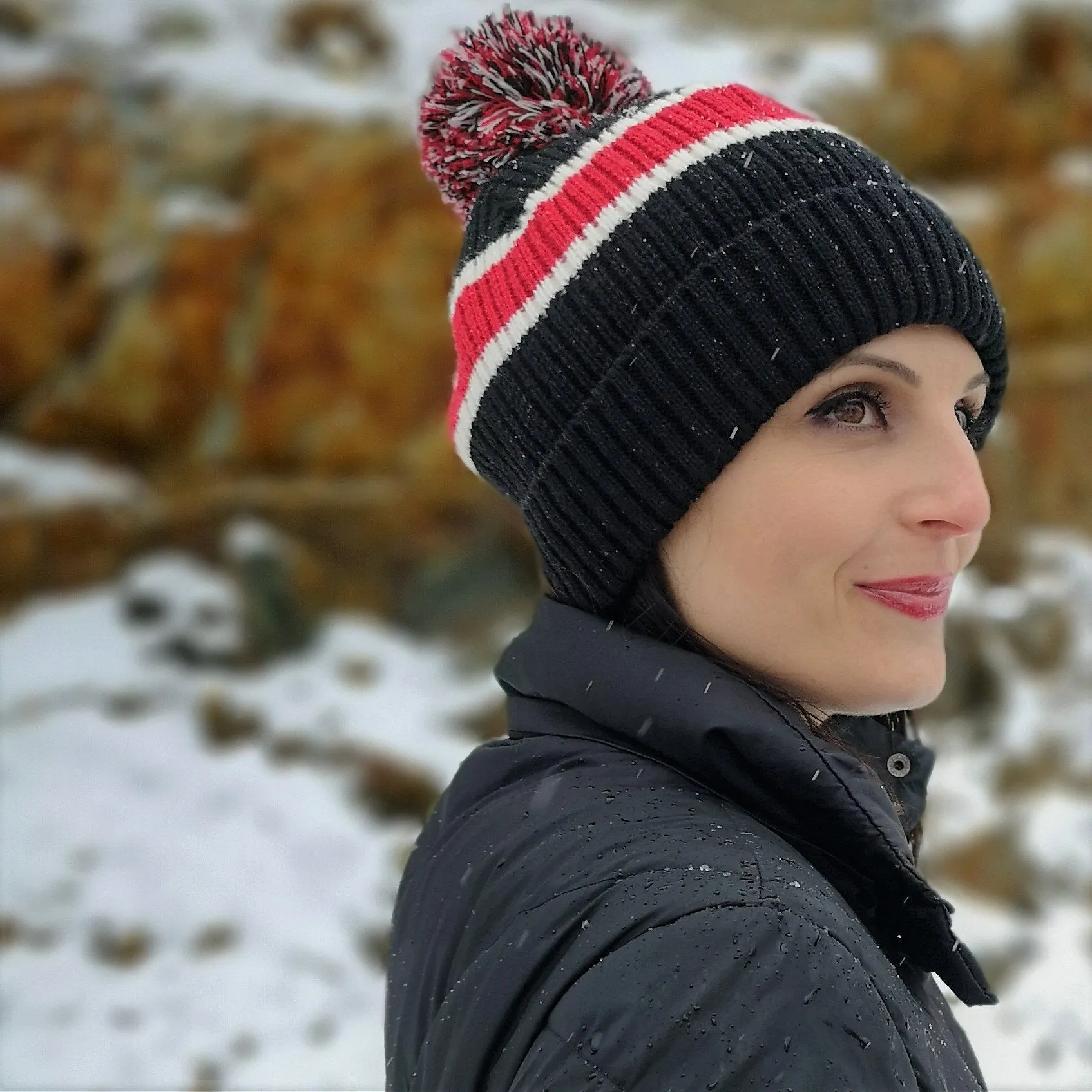 Beanie Winter Hat | Stripe Black