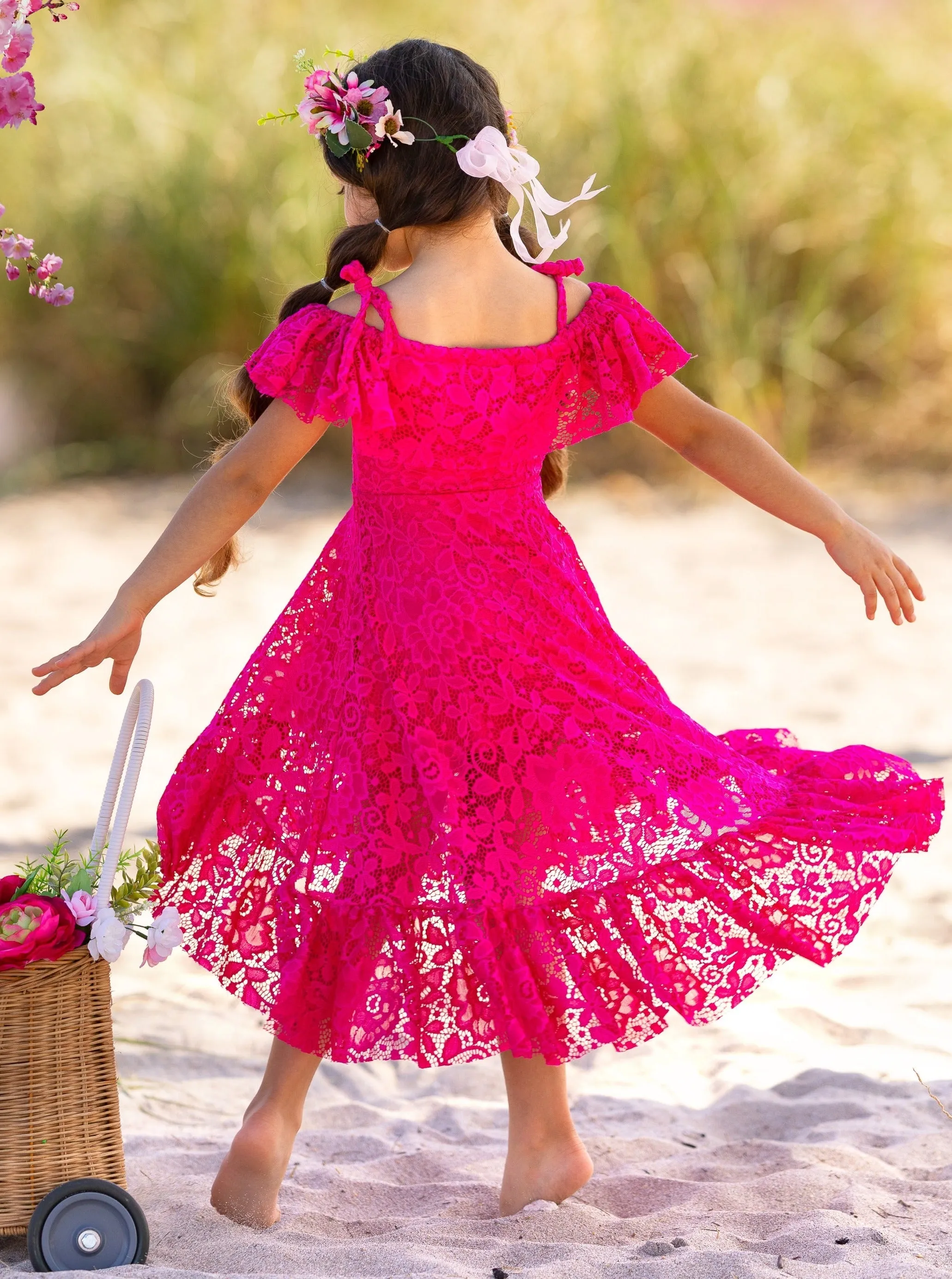 Berry Beautiful Lace High Low Dress