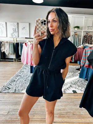 Black Fitted Knit Romper