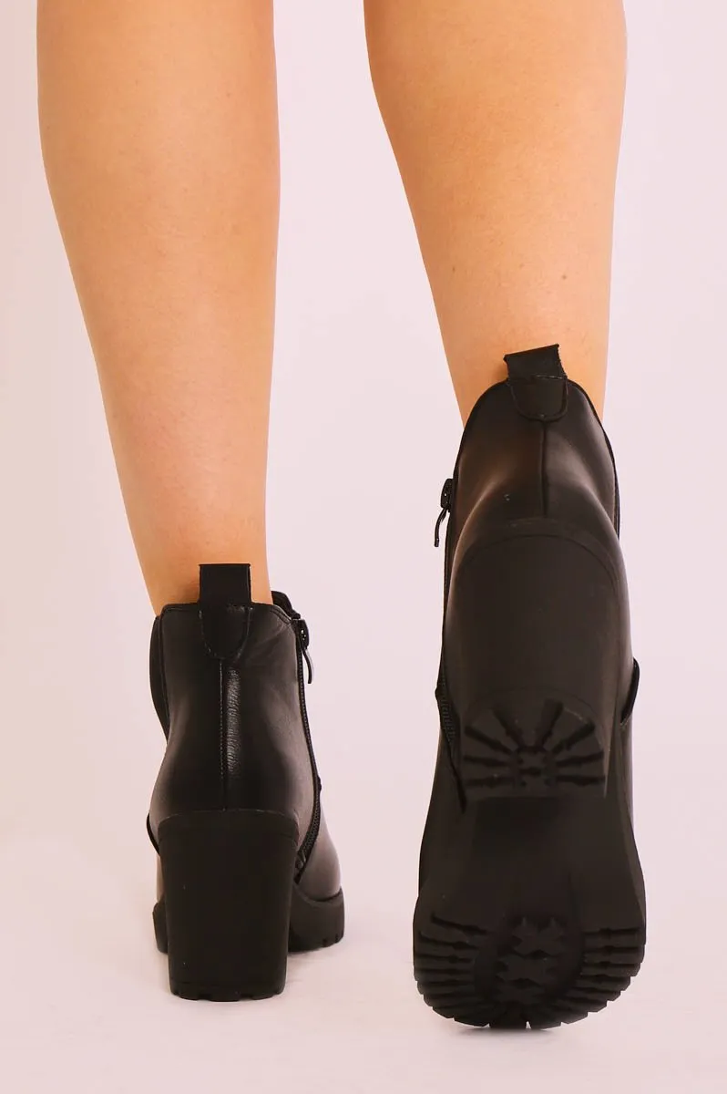 Black PU Leather Heeled Chelsea Boot - Eimi