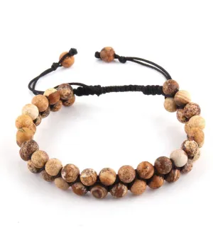 Boho & Mala Men’s Adjustable Stone Bracelet (Desert Jasper)