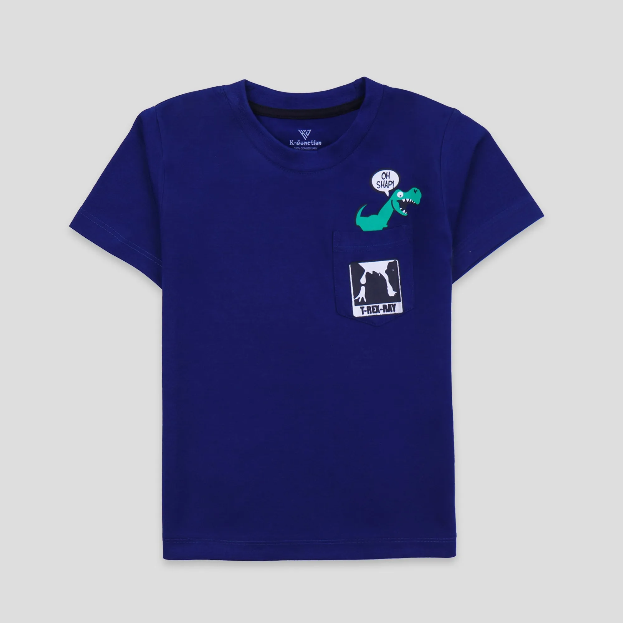 Boys Half Sleeves-Printed T-Shirt (Dino-Pocket)
