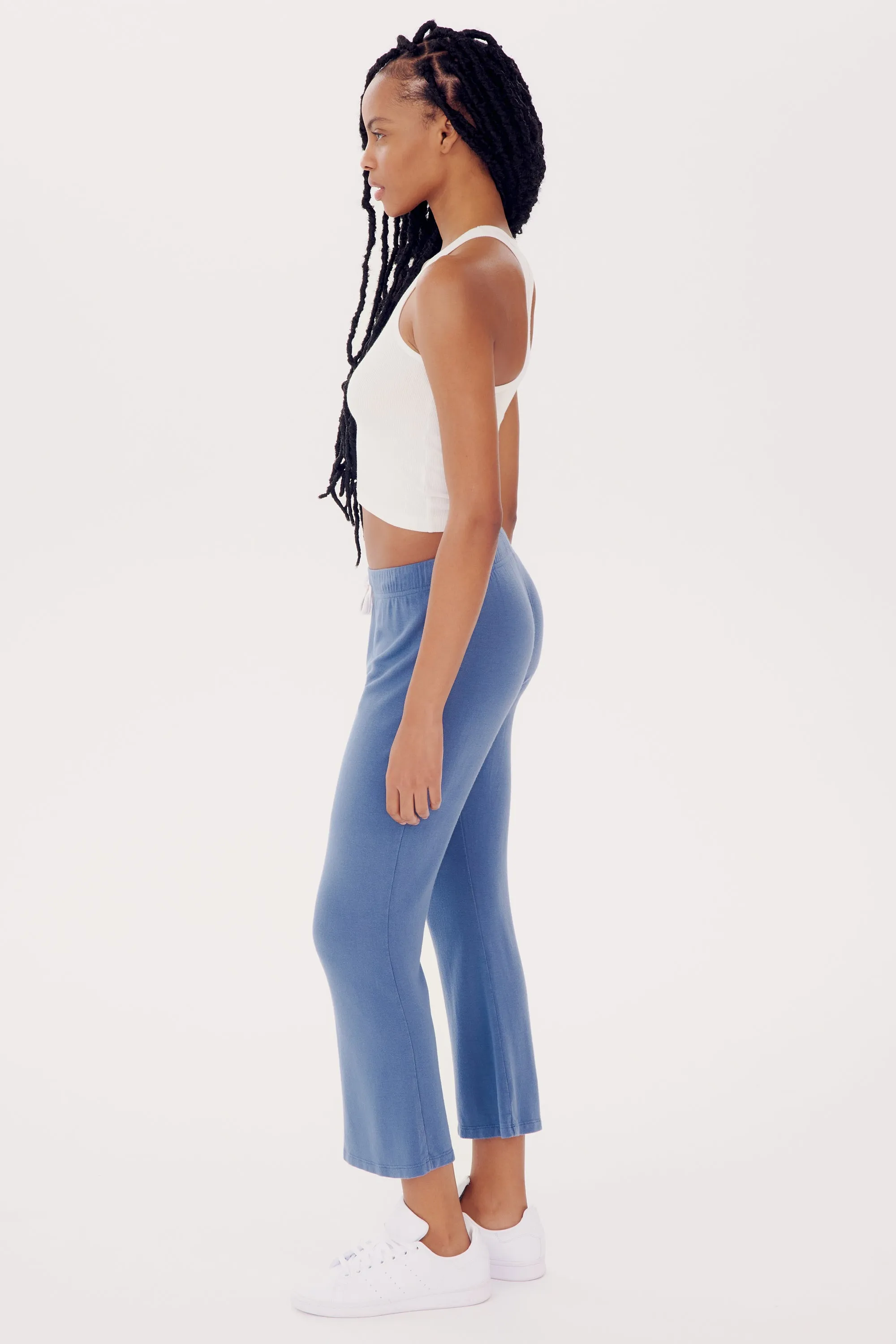 Brooks Fleece Cropped Flare - Steel Blue