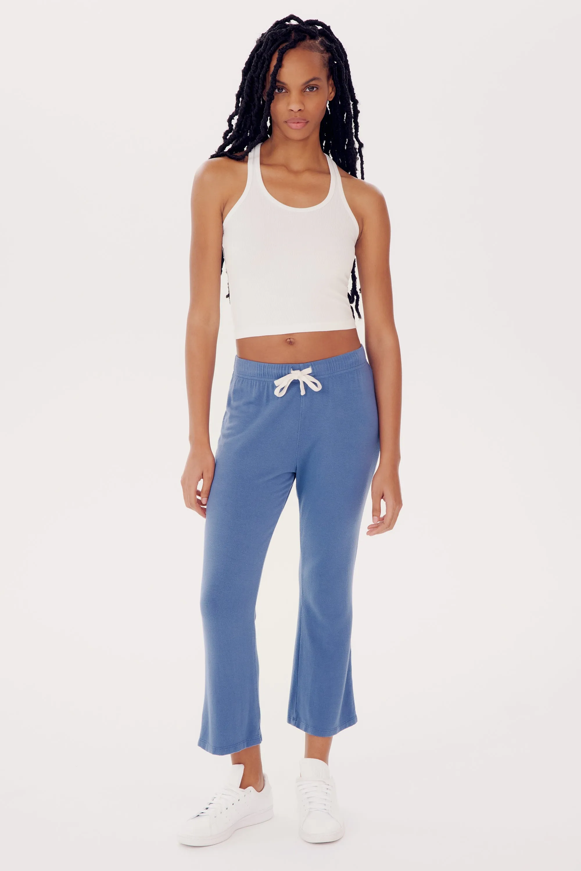 Brooks Fleece Cropped Flare - Steel Blue