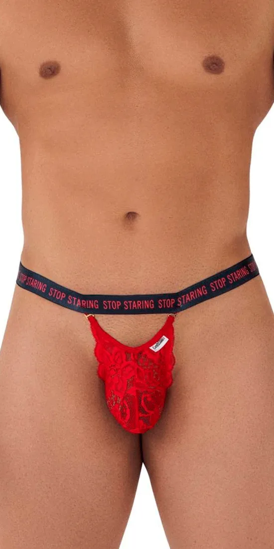 Candyman 99619 Stop Staring Lace Jockstrap Red