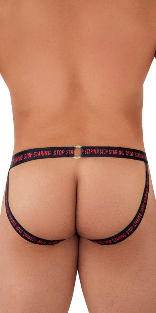 Candyman 99619 Stop Staring Lace Jockstrap Red