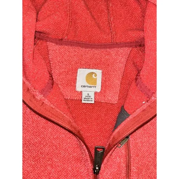 Carhartt Jacket Women’s Small Red Kentwood Fleece Hoodie Full Zip Relaxed Fit