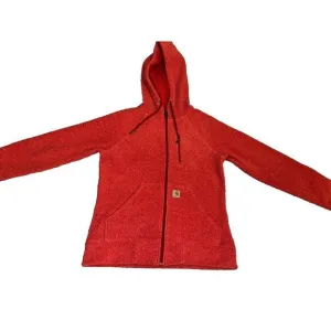 Carhartt Jacket Women’s Small Red Kentwood Fleece Hoodie Full Zip Relaxed Fit