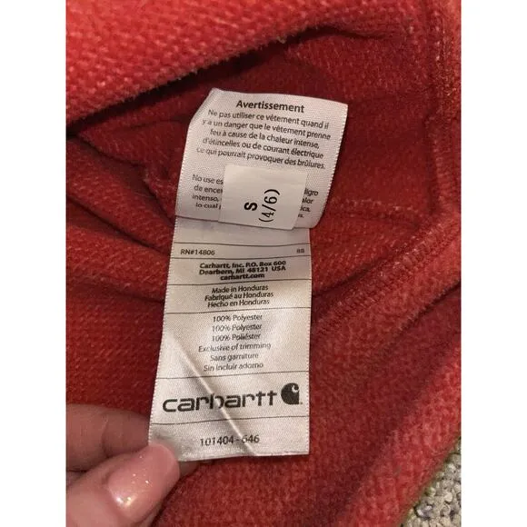 Carhartt Jacket Women’s Small Red Kentwood Fleece Hoodie Full Zip Relaxed Fit