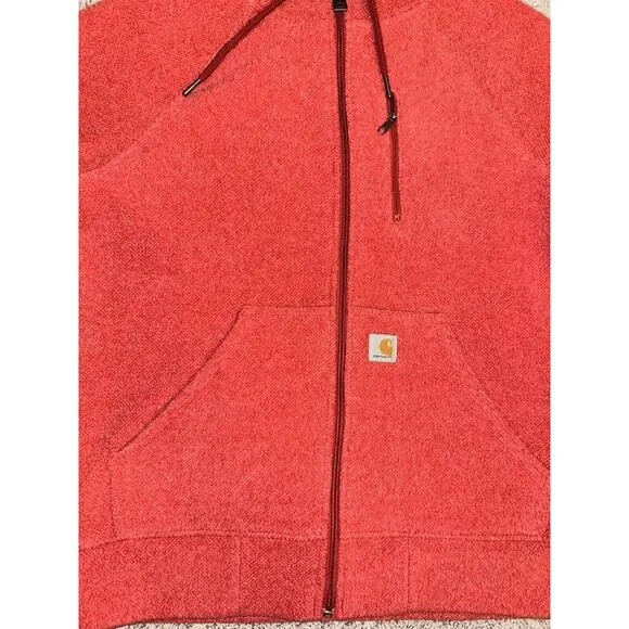 Carhartt Jacket Women’s Small Red Kentwood Fleece Hoodie Full Zip Relaxed Fit
