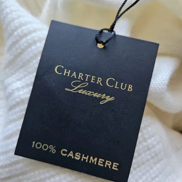 Charter Club 100% Cashmere Ivory Half Zip Knit Sweater NWT Small Quiet Luxury