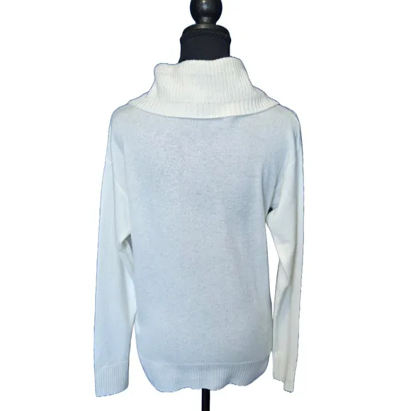 Charter Club 100% Cashmere Ivory Half Zip Knit Sweater NWT Small Quiet Luxury