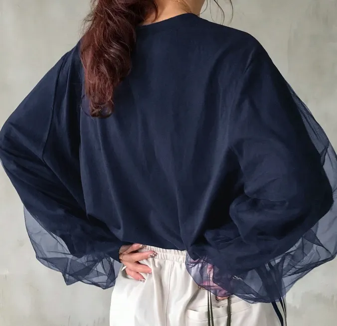Chic Sheer Sleeve Sweatshirt
