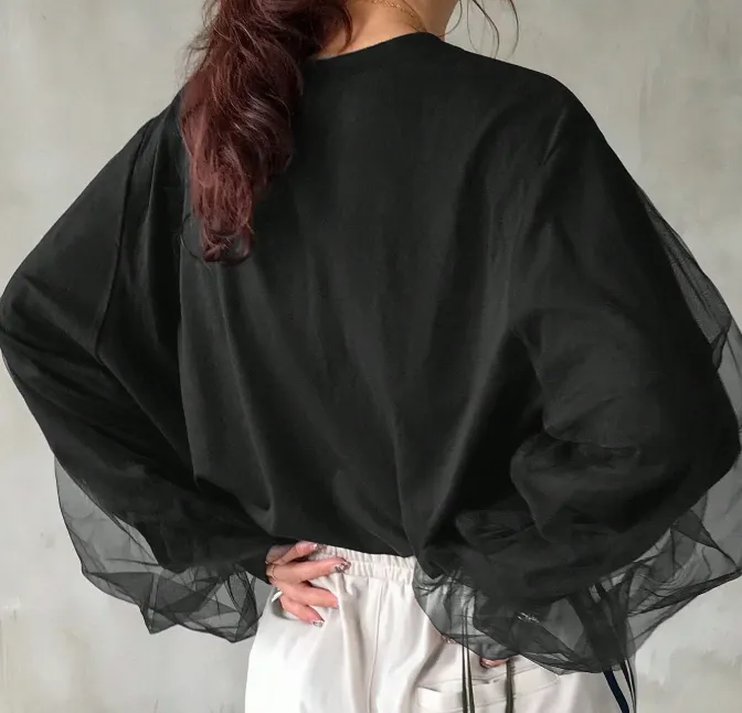 Chic Sheer Sleeve Sweatshirt