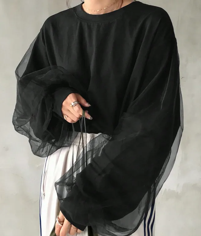 Chic Sheer Sleeve Sweatshirt