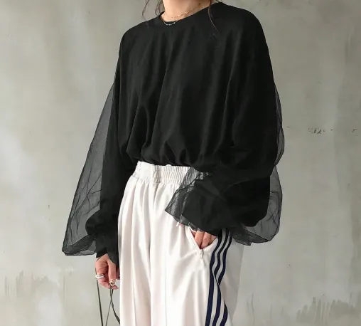 Chic Sheer Sleeve Sweatshirt