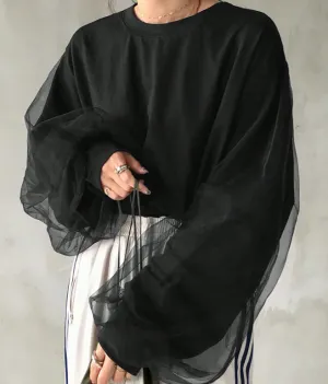 Chic Sheer Sleeve Sweatshirt