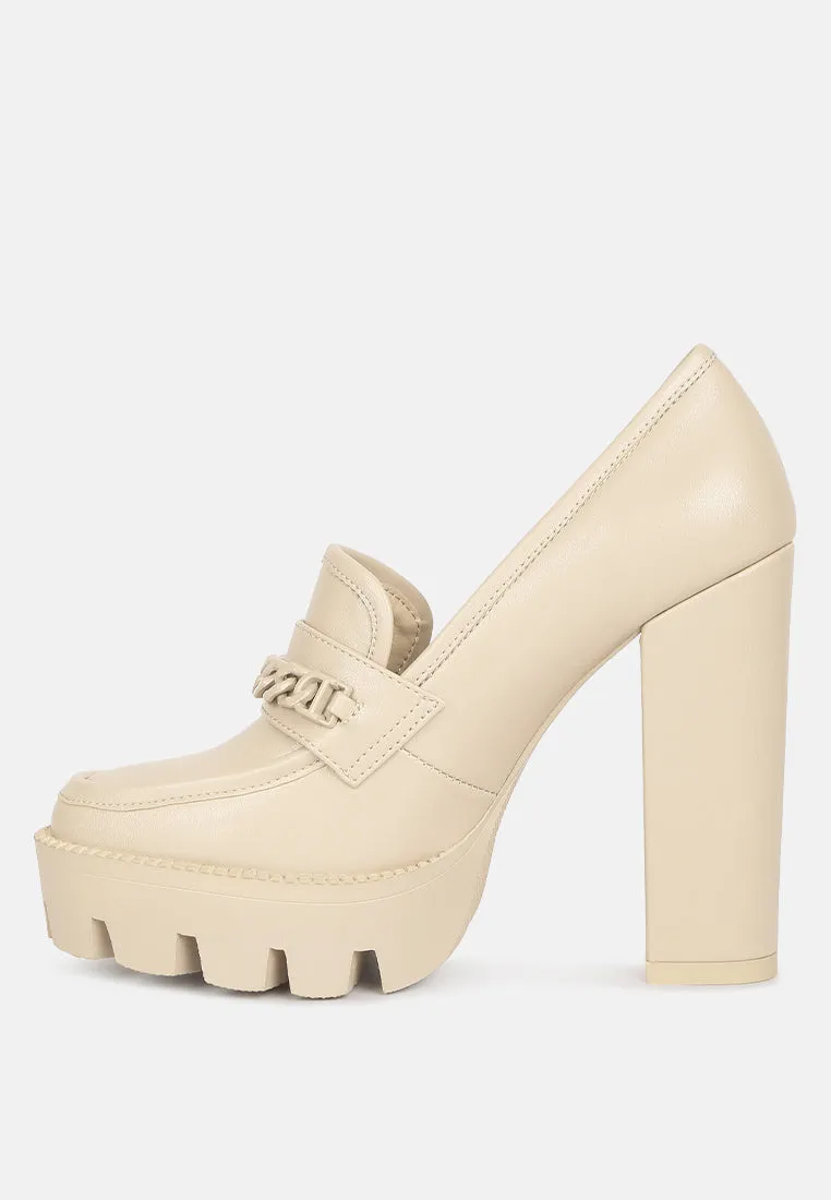Chunky Chain Link Heeled Loafers By RUW