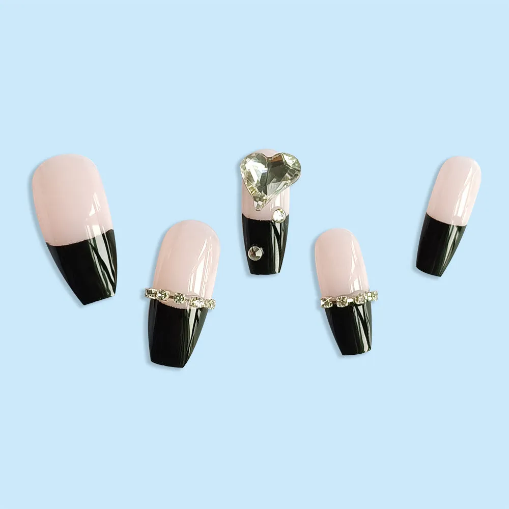 Coffin pink black diamond heart