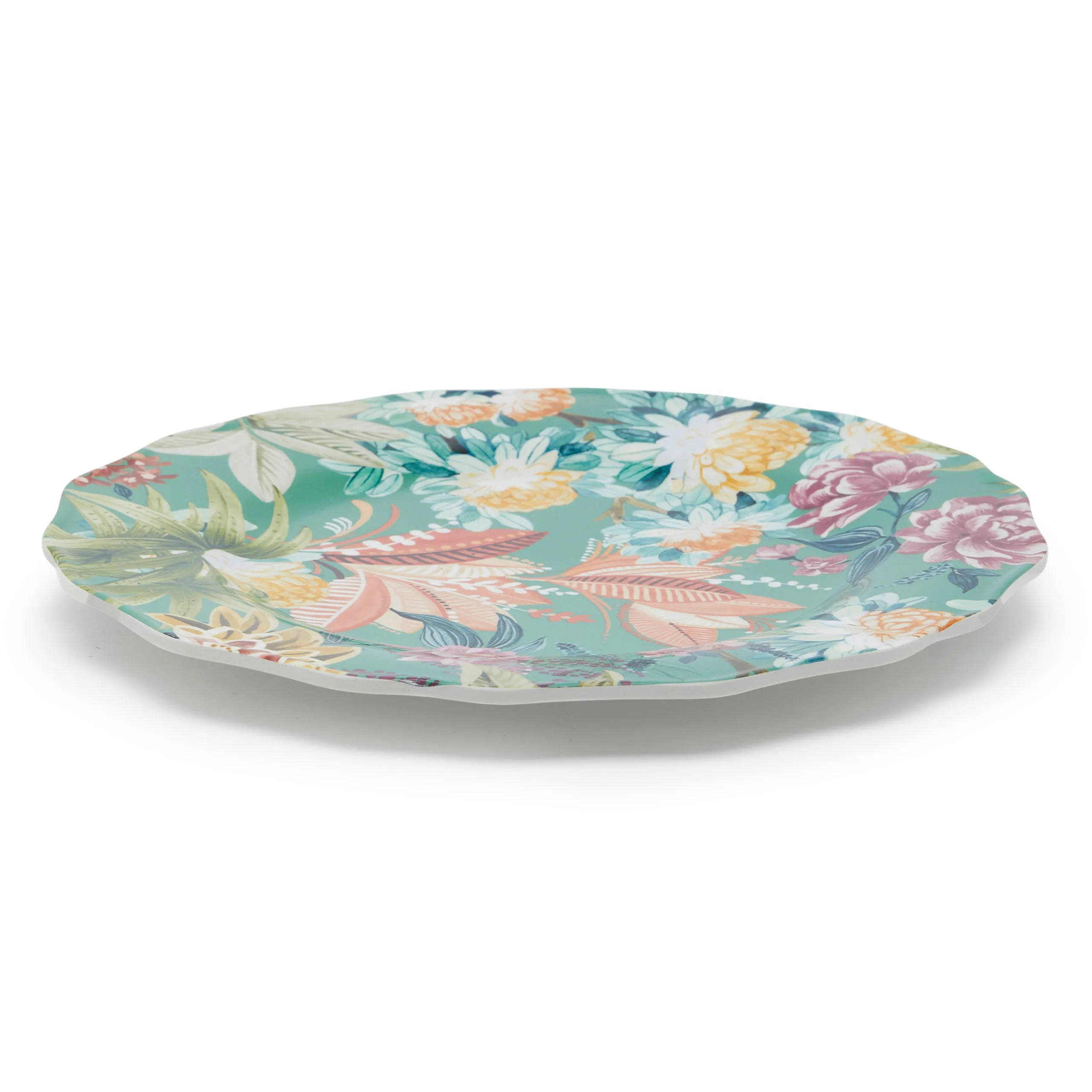 Coincasa MELAMINE DINNER PLATE WITH LEAVES & FLOWERS (27CM, MULTI-COLOURED)