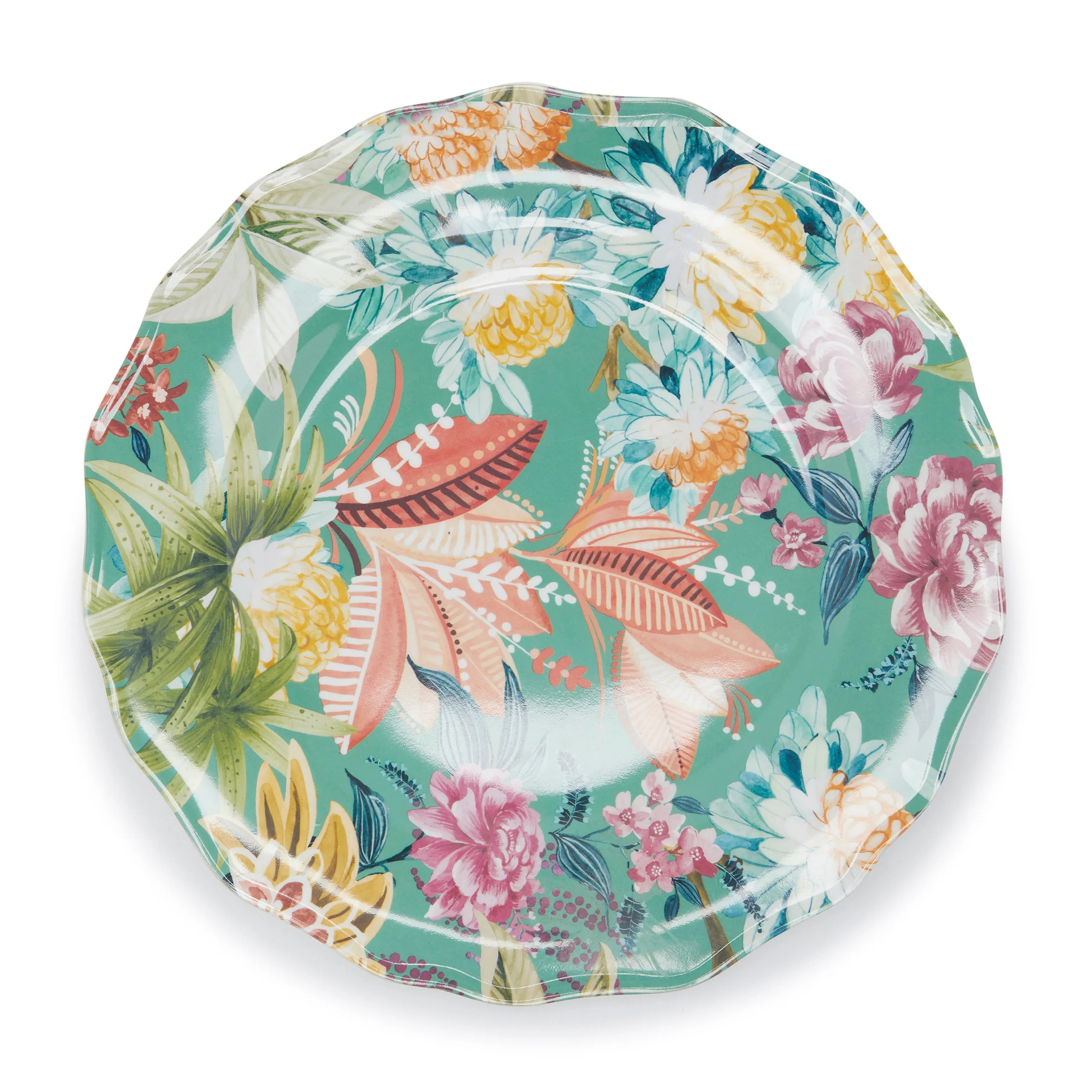 Coincasa MELAMINE DINNER PLATE WITH LEAVES & FLOWERS (27CM, MULTI-COLOURED)