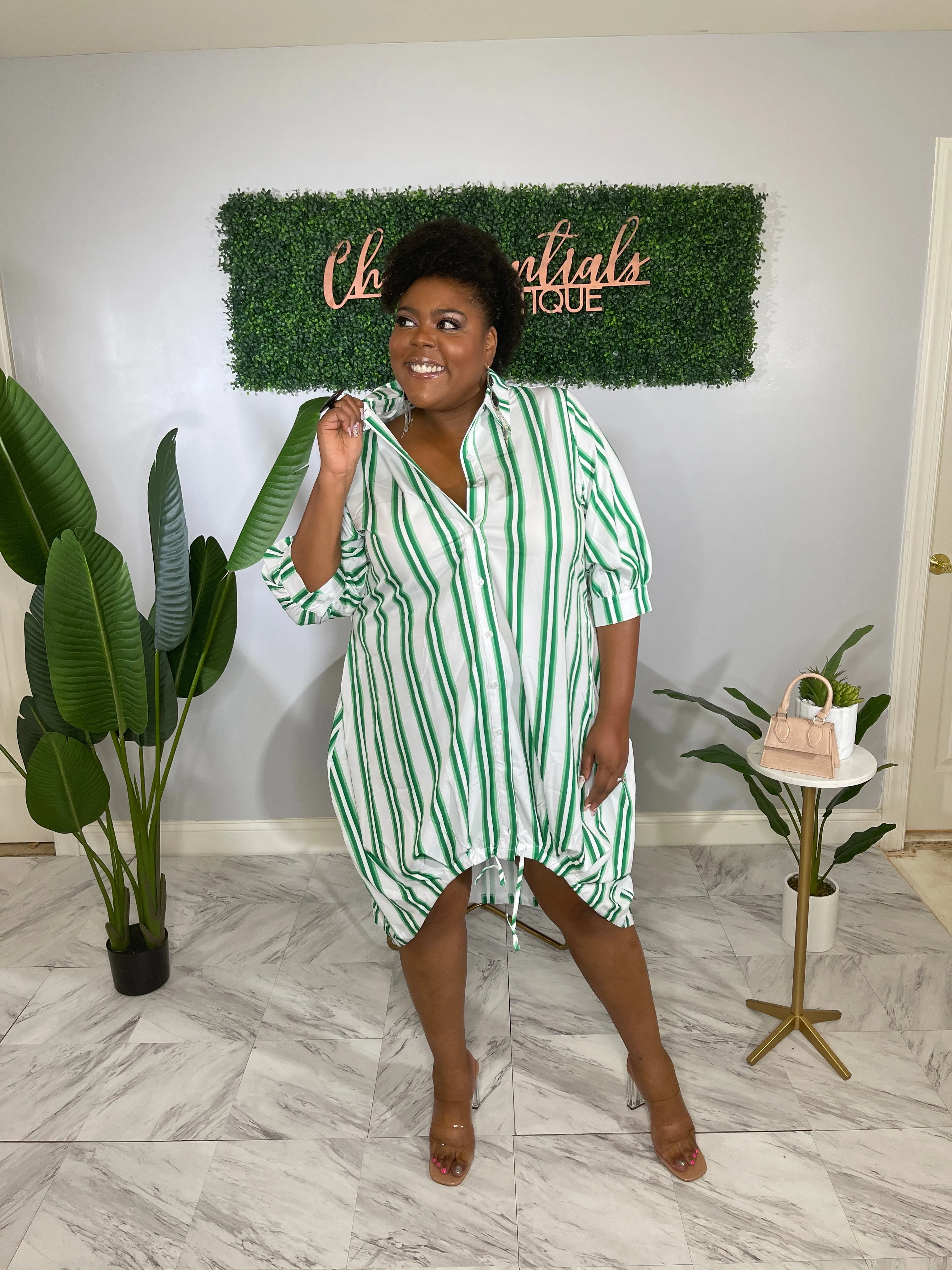Color Striped Shirt Dress